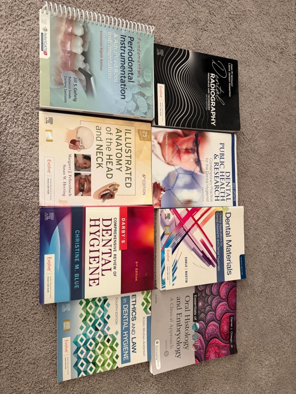 Dental Textbook Lot - Assorted Covers in Blue, White, Purple, Pink